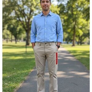 Columbia Men's Khaki Chinos with Red Detail